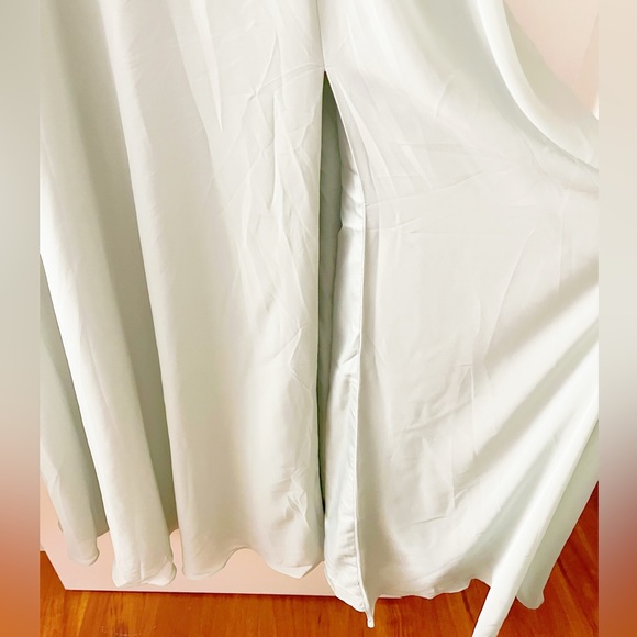 Azazie Kimber A-Line Ruched Chiffon Floor Length Maxi Dress in Agave - Picture 5 of 9